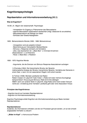 ZF Kognitionspsychologie 1 (Assessmentmodul 2)
