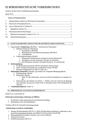 Börsenrechtliche Vorkehrungen_FS 18