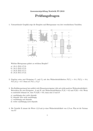Prüfung Statistik FS10