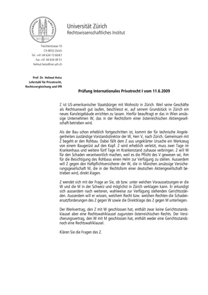 Int. Privatrecht Prüfung 2009