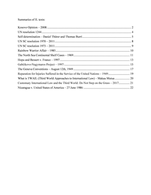 Summary of Texts covered in Public IL