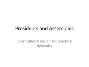Tutorat 4: Shugart & Carey - Presidents and Assemb