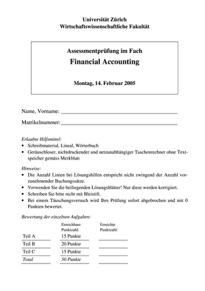 Alte Prüfungen inkl. Musterlösung FA 2005-08