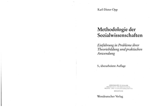 Opp 2002 - Methodologie der Sozialwissenschaften