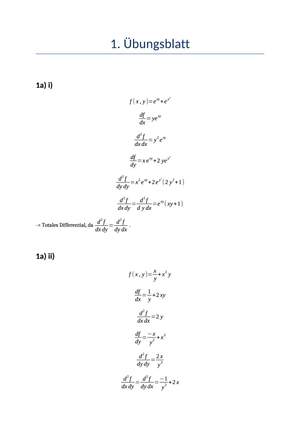 CHE 211 Übungsblatt 1 + Lösung HS14