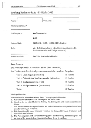 FS12 Verfahrensrecht - Fragen