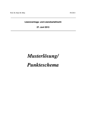 Lizenzvertrags-/kartellrecht Prüfung 2013 MuLö