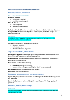 Wichtige Begriffe und Definitionen (BIO 122)