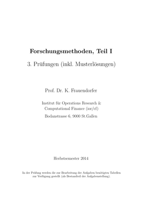 Forschungsmethoden Prüfungen + Lösungen