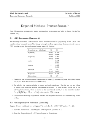 Empirical Methods HS11 Übung 7