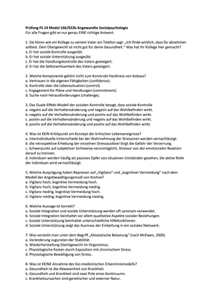 Sozialpsychologie Prüfung 2014