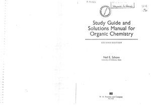 Study Guide / Solutions for Organic Chemistry