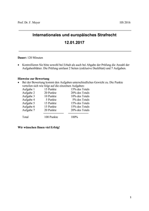 Int. and Eurp. Strafrecht Prüfung 2016 + MuLö