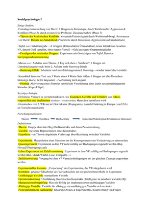 Zusammenfassung Sozialpsychologie 1 HS16
