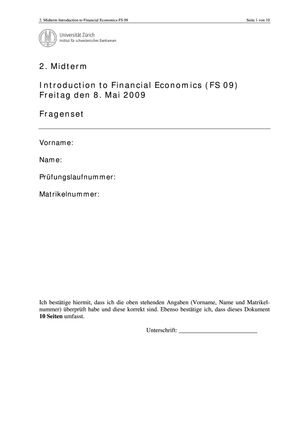 Financial Economics 2. Midterm FS09
