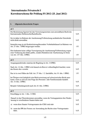 Int. Privatrecht Prüfung 2012 Musterlösung