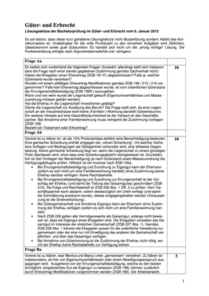 Güter-/Erbrecht Prüfung 2011 Musterlösung