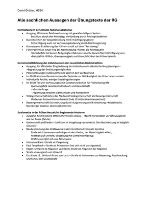 Alle sachlichen Aussagen der RG-Übungen