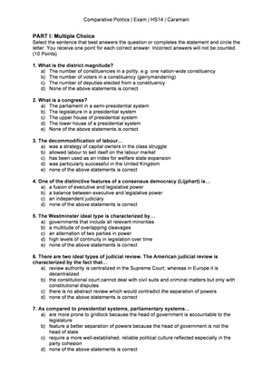Comparative Politics: Prüfung HS2014