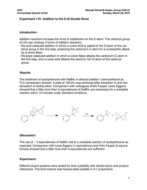 Addition to C=O Double Bond