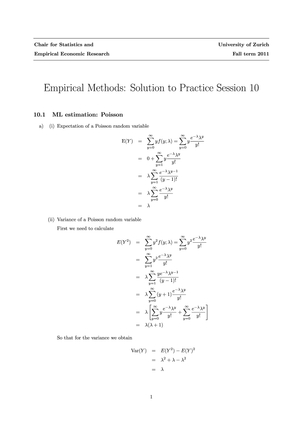 Empirical Methods HS11 Übung 10 Lösung