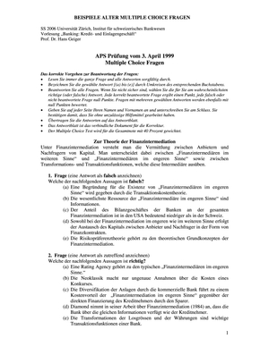 MC-FragenKredit- und Einlagengeschäft