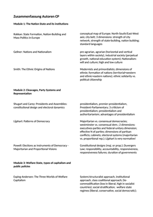 Comp. Politics: Zusammenfassung Autoren