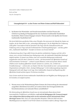 Recht & Staat - Lösungsbeispiel Frage 10 FS15