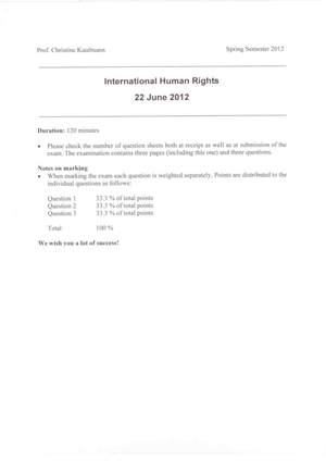 Int. Human Rights Prüfung 2012