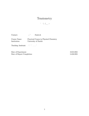Report Tensiometry