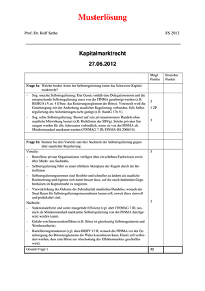 Kapitalmarktrecht Prüfung 2012 Musterlösung