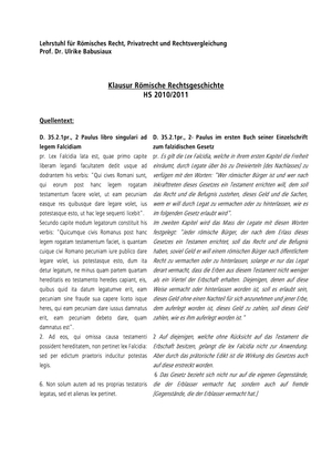 Römische Rechtsgeschichte Prüfung 2010