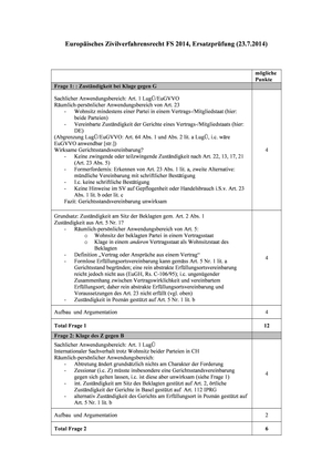 Europ. ZVR Prüfung 2014 #2 Musterlösung