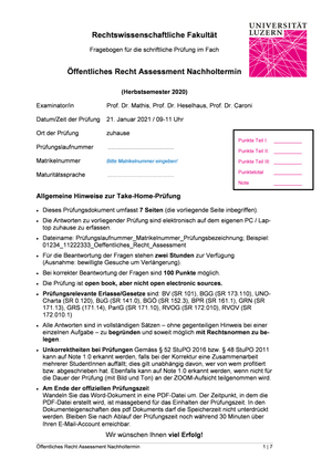 Prüfung öffentliches Recht FS20