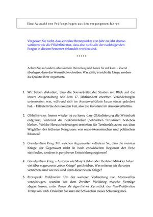 Auswahl Fragen aus alten Prüfungen