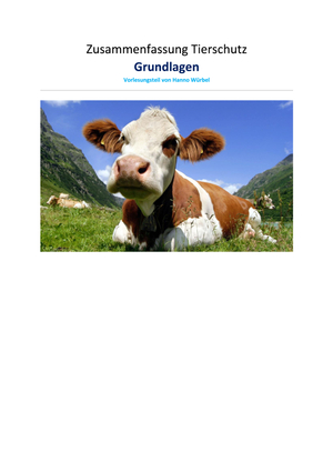 Tierschutz Teil Würbel (nur 1. Semester)