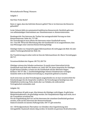 Wirtschaftsrecht: Übung 3 + Lösung