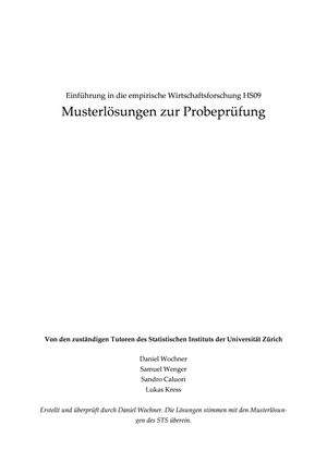 EWF Musterlösung Probeprüfung HS2009