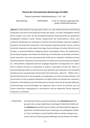 IRT ZSF - Conzelmann: Neofunktionalismus