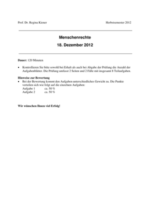 Menschenrechte Prüfung 2012