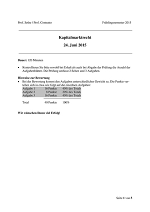 Kapitalmarktrecht Prüfung + Lösung 2015