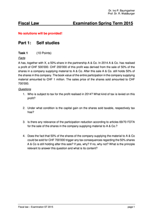 Fiscal Law Exam 2015