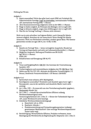 Wirtschaftsrecht: Übungsklausur + Lösungen