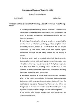 IRT ZSF: Kant: To perpetual peace