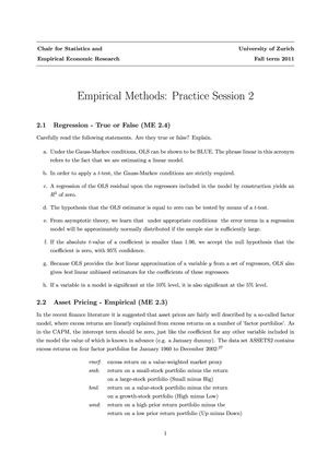 Empirical Methods HS11 Übung 2