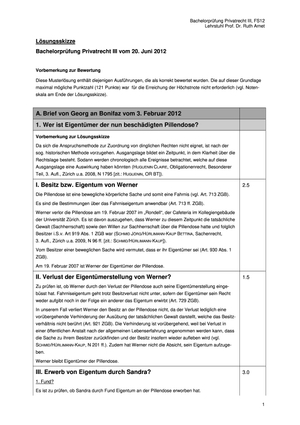 Privatrecht III Prüfung 2012 #1 Musterlösung