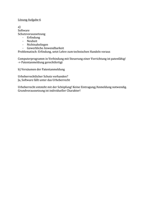 Wirtschaftsrecht: Aufgabe 6 Lösung