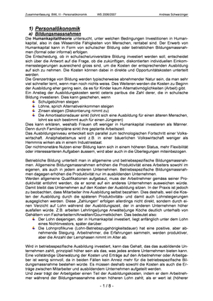 BWL III, Teil "Personalökonomik" (pdf)