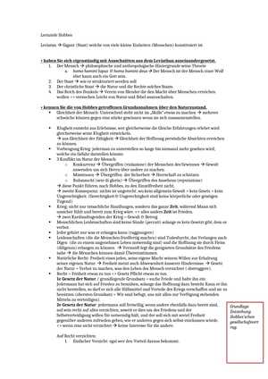 Politische Ideengeschichte Lernziele Hobbes