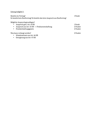 Wirtschaftsrecht: Aufgabe 2 Lösung
